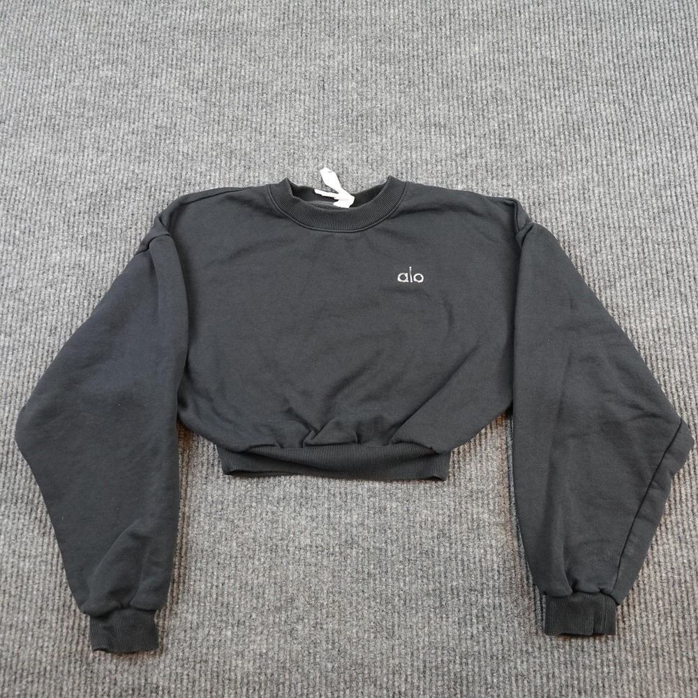 Alo Yoga Cropped Accolade Crewneck Sweatshirt Womens Small Gray W3924RG